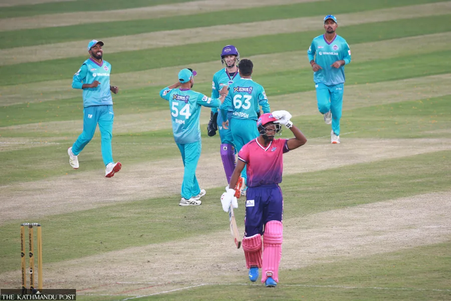 Nepal Premier League players on the field in 2025